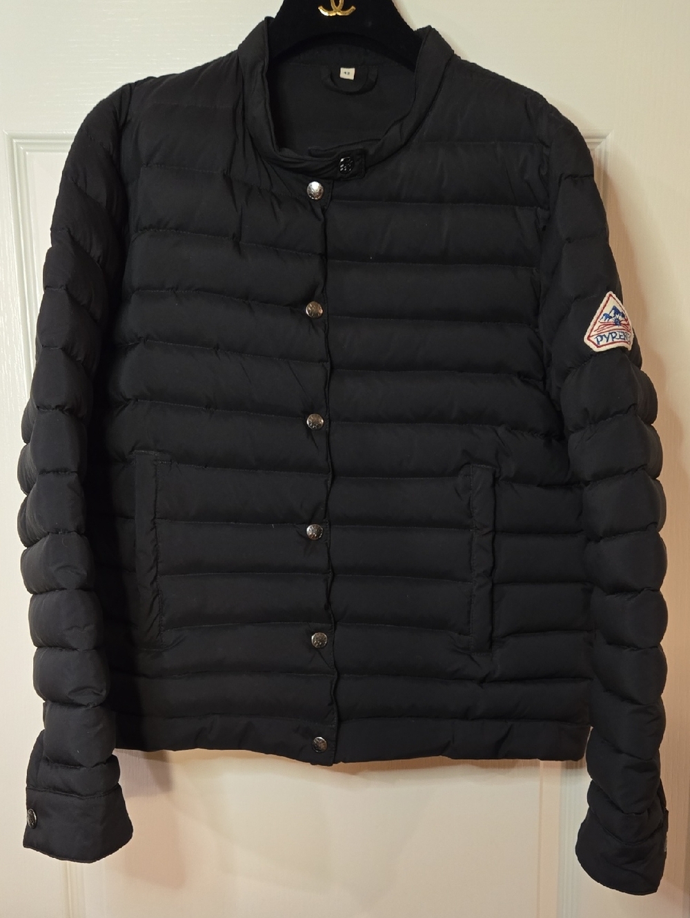 Pyrenex Black Quilted Down Jacket with Sleeve Patch